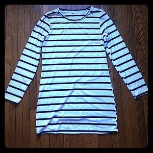 Black and White Striped Tunic Top